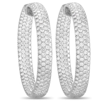 Lb Exclusive 18K White Gold 17.75 Ct Diamond Hoop Earrings 1 Bông tai Lb Exclusive 18K White Gold 17.75 Ct Diamond Hoop Earrings