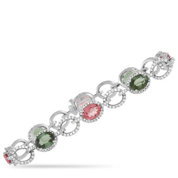 Vòng tay Lb Exclusive 18K White Gold 2.08 Ct Diamond And 11.11 Ct Tourmaline Bracelet chính hãng