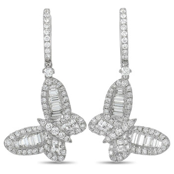 Lb Exclusive 18K White Gold 2.72 Ct Diamond Butterfly Hoop Earrings 2 Bông tai Lb Exclusive 18K White Gold 2.72 Ct Diamond Butterfly Hoop Earrings