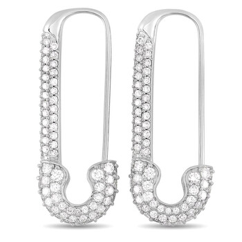 Bông tai Lb Exclusive 18K White Gold 3.25 Ct Diamond Safety Pin Earrings