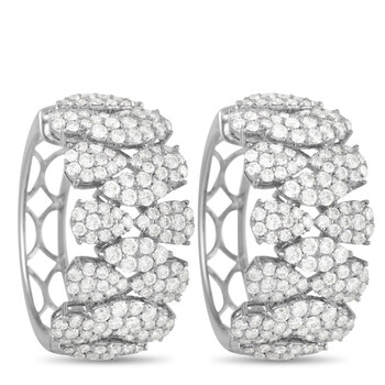 Bông tai Lb Exclusive 18K White Gold 5.97 Ct Diamond Hoop Earrings