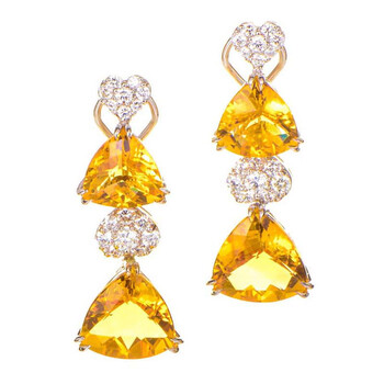Lb Exclusive 18K White Gold Diamond And Citrine Drop Earrings 1 Bông tai Lb Exclusive 18K White Gold Diamond And Citrine Drop Earrings
