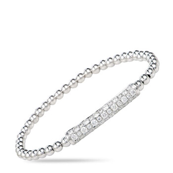 Vòng tay Lb Exclusive 18K White Gold Diamond Beads Bangle Bracelet chính hãng