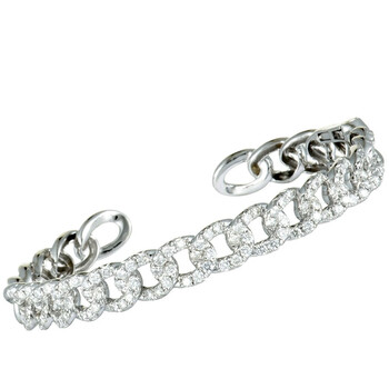 Vòng tay Lb Exclusive 18K White Gold Diamond Chain Link Open Bangle Bracelet chính hãng