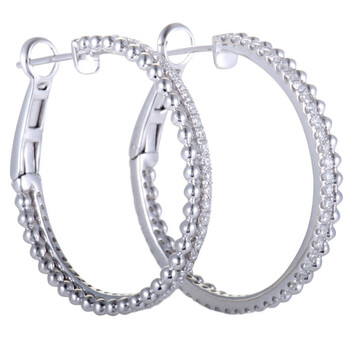 Bông tai Lb Exclusive 18K White Gold Diamond Round Hoop Earrings