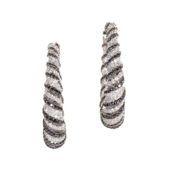 Bông tai Lb Exclusive 18K White Gold Zebra Hoop Earrings