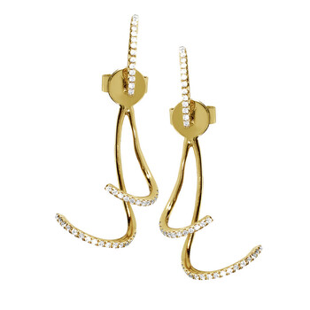 Lb Exclusive 18K Yellow Gold Curled Diamond Earrings 1 Bông tai Lb Exclusive 18K Yellow Gold Curled Diamond Earrings