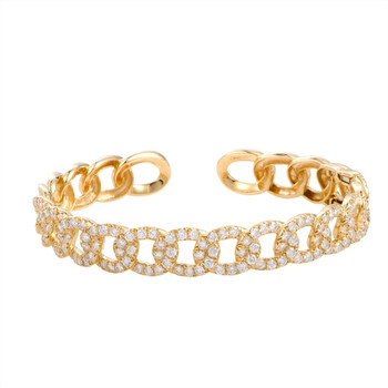 Vòng tay Lb Exclusive 18K Yellow Gold Diamond Chain Link Open Bangle Bracelet chính hãng