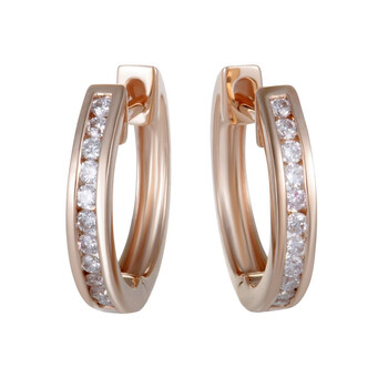 Bông tai Lb Exclusive ~.25Ct Small 14K Rose Gold Diamond Hoop Earrings