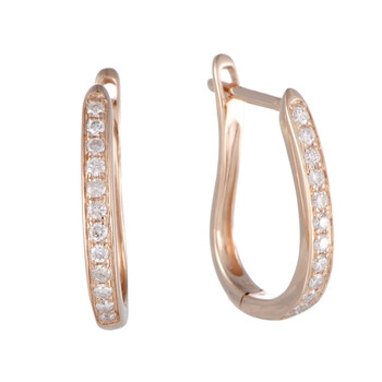 Bông tai Lb Exclusive ~.25Ct Small 14K Rose Gold Diamond Oval Hoop Earrings