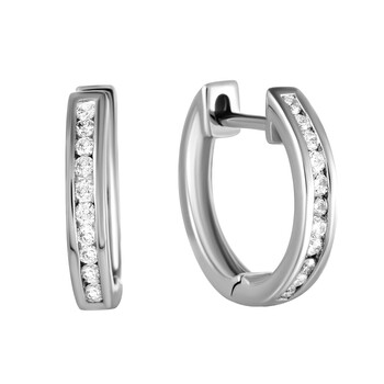 Bông tai Lb Exclusive ~.25Ct Small 14K White Gold Diamond Hoop Earrings