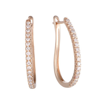 Bông tai Lb Exclusive ~.50Ct 14K Rose Gold Diamond Oval Hoop Earrings
