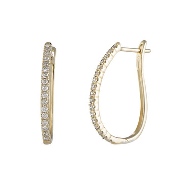 Bông tai Lb Exclusive .50Ct 14K Yellow Gold Diamond Oval Hoop Earrings