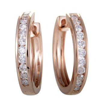 Bông tai Lb Exclusive ~.50Ct Small 14K Rose Gold Diamond Hoop Earrings