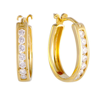 Bông tai Lb Exclusive ~.50Ct Small 14K Yellow Gold Diamond Hoop Earrings