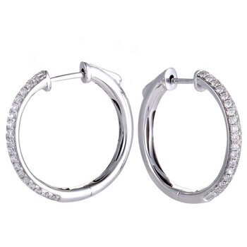Lb Exclusive .65Ct 14K White Gold Diamond Pave Round Hoop Earrings 2 Bông tai Lb Exclusive .65Ct 14K White Gold Diamond Pave Round Hoop Earrings