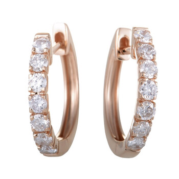 Lb Exclusive ~.75Ct Small 14K Rose Gold Diamond Hoop Earrings 2 Bông tai Lb Exclusive ~.75Ct Small 14K Rose Gold Diamond Hoop Earrings