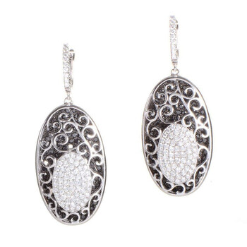 Lb Exclusive Luxurious 18K White Gold Black & White Diamond Drop Earrings 1 Bông tai Lb Exclusive Luxurious 18K White Gold Black & White Diamond Drop Earrings