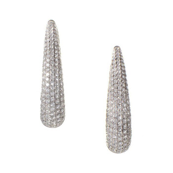 Lb Exclusive Thick 18K White Gold Micro Pave Hoop Earrings 2 Bông tai Lb Exclusive Thick 18K White Gold Micro Pave Hoop Earrings
