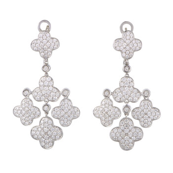 Bông tai Lb Exclusive Womens 18K White Gold Full Diamond Pave Flower Chandelier Earrings