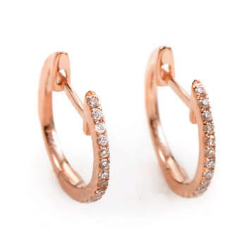 Lb Exclusive 4K Rose Gold 0.12 Ct Diamond Small Hoop Earrings 2 Bông tai Lb Exclusive 4K Rose Gold 0.12 Ct Diamond Small Hoop Earrings
