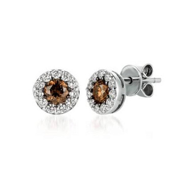 Bông tai Le Vian Ladies 14K Gold Round Cut Brown Diamond Stud Earrings