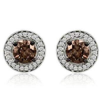 Bông tai Le Vian Ladies 14K Gold Round Cut Brown Diamond Stud Earrings