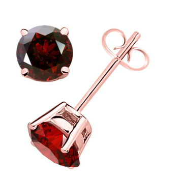Bông tai Maulijewels 0.25 Carat Natural Round Red Diamond Prong Set Stud Earrings In 14K Solid Rose Gold