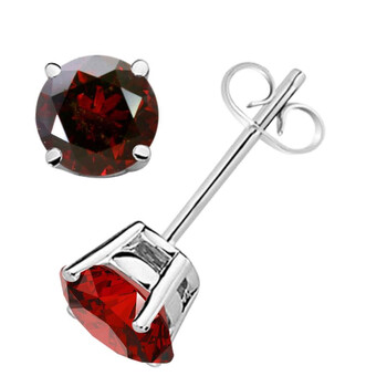 Bông tai Maulijewels 0.25 Carat Natural Round Red Diamond Prong Set Stud Earrings In 14K Solid White Gold