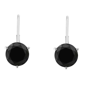 Bông tai Maulijewels 0.30 Carat Natural Black Round Diamond Martini Leverback Earrings For Women'S In 14K Solid White Gold