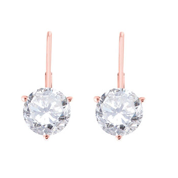 Bông tai Maulijewels 0.30 Carat Natural Round White Diamond Martini Leverback Earrings For Women'S In 14K Solid Rose Gold