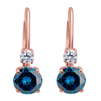 Maulijewels 0.30 Carats Natural Blue Diamonds Leverback Earrings For Women Crafted 14K Rose Gold Wedding Jewelry Collection 2 Bông tai Maulijewels 0.30 Carats Natural Blue Diamonds Leverback Earrings For Women Crafted 14K Rose Gold Wedding Jewelry Collection