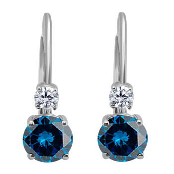 Bông tai Maulijewels 0.50 Carats Natural Blue Diamonds Leverback Earrings For Women Crafted 14K White Gold Wedding Jewelry Collection