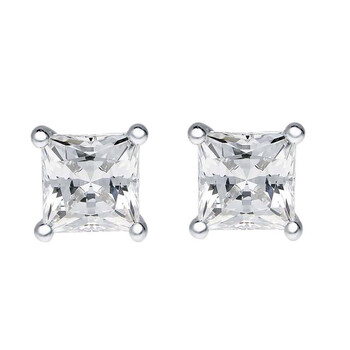 Bông tai Maulijewels 0.75 Carat Natural Princess Cut Diamond (G-H / Si1-Si2) Women Stud Earrings In 14K Solid White Gold With Secure Push Back