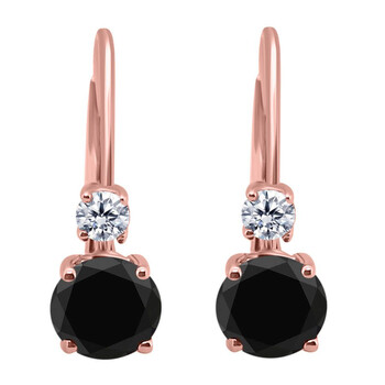 Bông tai Maulijewels 0.75 Carats Natural Black Diamonds Leverback Earrings For Women Crafted 14K Rose Gold Wedding Jewelry Collection