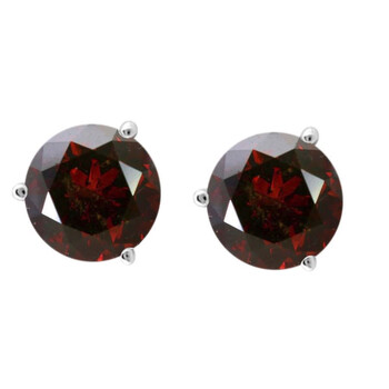 Bông tai Maulijewels 1.00 Carat Natural Round Red Diamond Three Prong Set Martini Women'S Stud Earring In 14K Solid White Gold