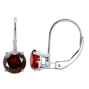 Maulijewels 1.00 Carat Total Weight Natural Red Round Diamond Leverback Women'S Earrings In 14K White Gold 2 Bông tai Maulijewels 1.00 Carat Total Weight Natural Red Round Diamond Leverback Women'S Earrings In 14K White Gold