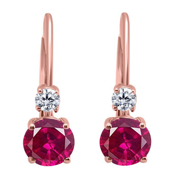 Bông tai Maulijewels 1.10 Carats Gemstone With Natural Diamond Leverback Earrings For Women Crafted 14K Rose Gold Wedding Jewelry Collection
