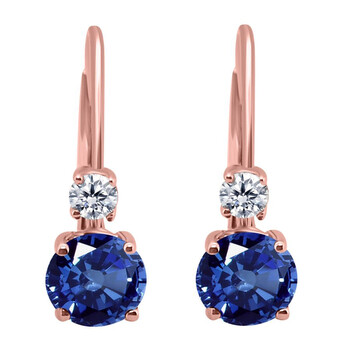 Bông tai Maulijewels 1.10 Carats Gemstone With Natural Diamond Leverback Earrings For Women Crafted 14K Rose Gold Wedding Jewelry Collection