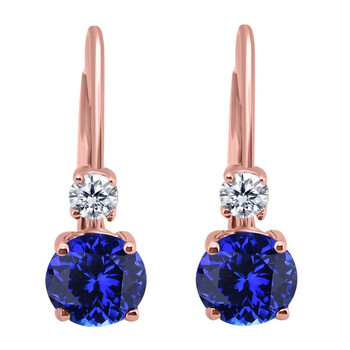 Bông tai Maulijewels 1.10 Carats Gemstone With Natural Diamond Leverback Earrings For Women Crafted 14K Rose Gold Wedding Jewelry Collection