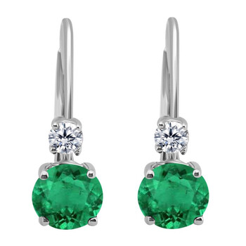 Bông tai Maulijewels 1.10 Carats Gemstone With Natural Diamond Leverback Earrings For Women Crafted 14K White Gold Wedding Jewelry Collection