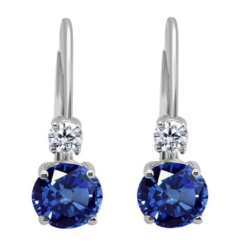 Bông tai Maulijewels 1.10 Carats Gemstone With Natural Diamond Leverback Earrings For Women Crafted 14K White Gold Wedding Jewelry Collection