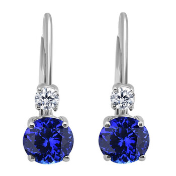 Bông tai Maulijewels 1.10 Carats Gemstone With Natural Diamond Leverback Earrings For Women Crafted 14K White Gold Wedding Jewelry Collection