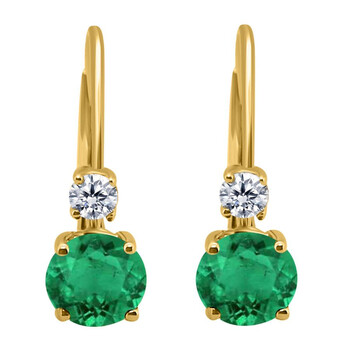 Bông tai Maulijewels 1.10 Carats Gemstone With Natural Diamond Leverback Earrings For Women Crafted 14K Yellow Gold Wedding Jewelry Collection