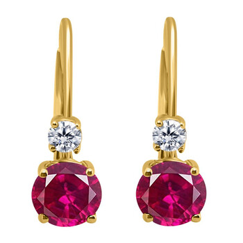 Bông tai Maulijewels 1.10 Carats Gemstone With Natural Diamond Leverback Earrings For Women Crafted 14K Yellow Gold Wedding Jewelry Collection
