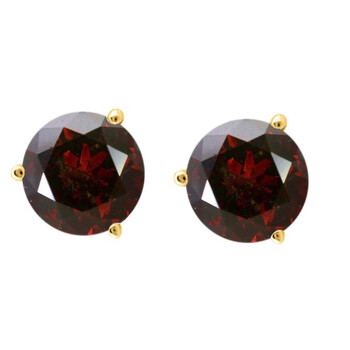 Maulijewels 14K Solid Yellow Gold 1/2 Carat Natural Round Red Diamond Three Prong Set Martini Women'S Stud Earring 2 Bông tai Maulijewels 14K Solid Yellow Gold 1/2 Carat Natural Round Red Diamond Three Prong Set Martini Women'S Stud Earring