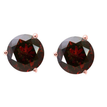 Maulijewels 1.50 Carat Natural Round Red Diamond Three Prong Set Martini Women'S Stud Earring In 14K Solid Rose Gold 2 Bông tai Maulijewels 1.50 Carat Natural Round Red Diamond Three Prong Set Martini Women'S Stud Earring In 14K Solid Rose Gold