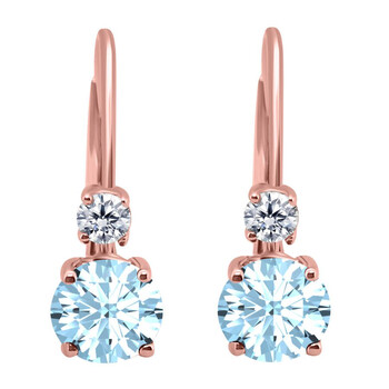 Bông tai Maulijewels 1.80 Carats Gemstone With Natural Diamond Leverback Earrings For Women Crafted 14K Rose Gold Wedding Jewelry Collection