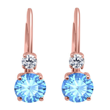 Bông tai Maulijewels 1.80 Carats Gemstone With Natural Diamond Leverback Earrings For Women Crafted 14K Rose Gold Wedding Jewelry Collection