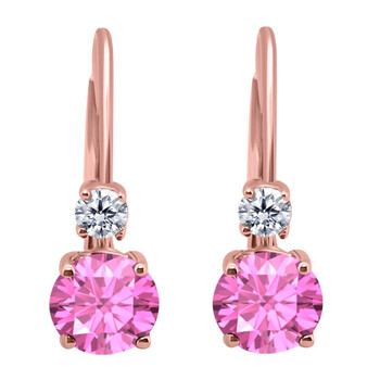 Bông tai Maulijewels 1.80 Carats Gemstone With Natural Diamond Leverback Earrings For Women Crafted 14K Rose Gold Wedding Jewelry Collection